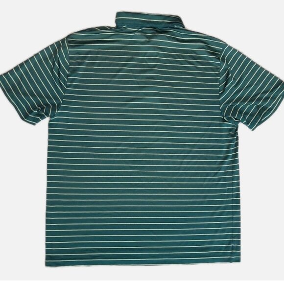 Under Armour Polo Shirt Men's XL Casual Green Striped Performance Heatgear - Picture 2 of 7
